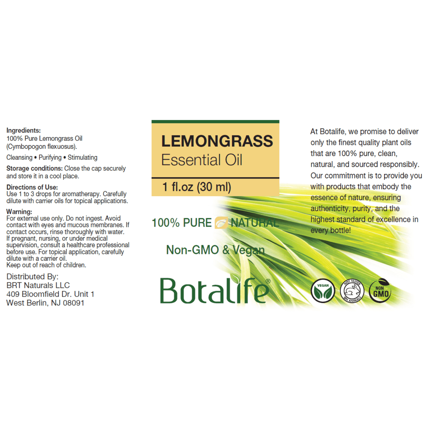 Lemongrass Essential Oil – 100% Pure & Natural