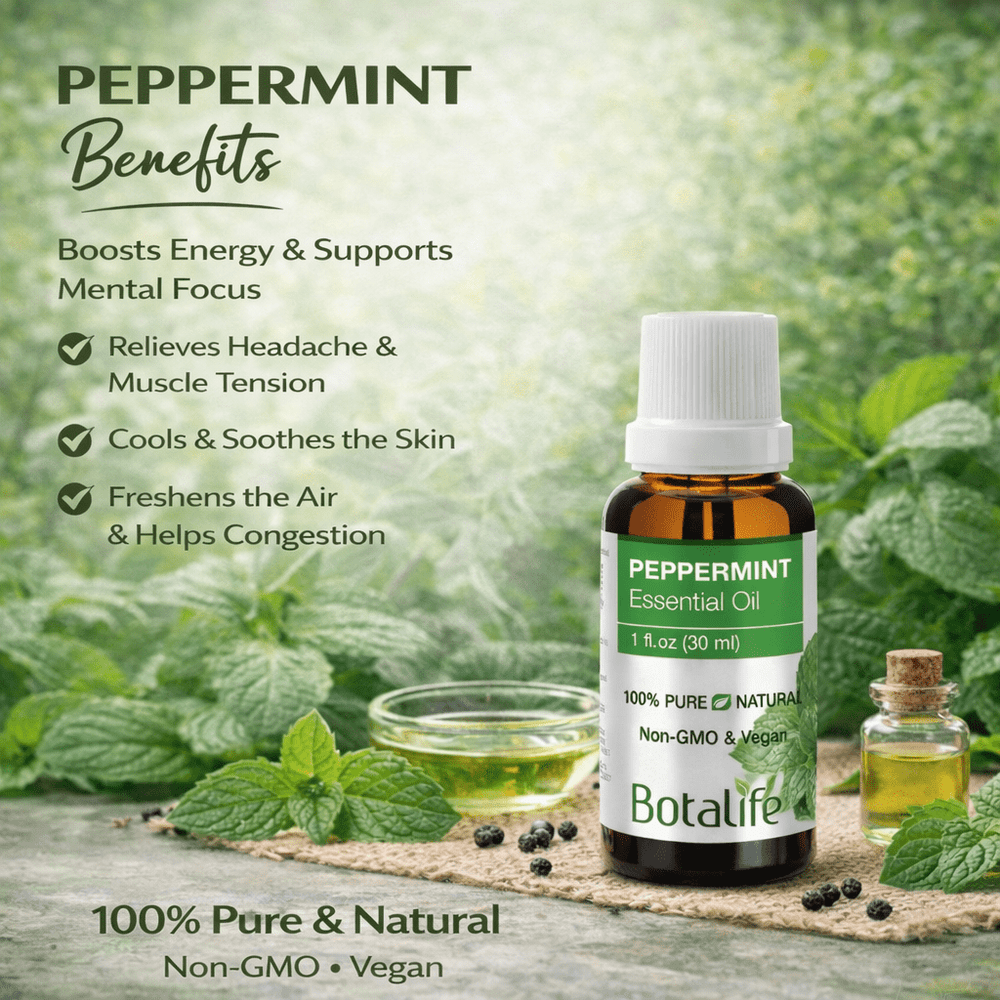 peppermint oil for indoor plants Peppermint Oil (1oz) for Energy, Focus, and Aromatherapy – Botalife USA